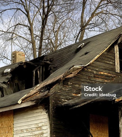 Home totally destroyed by fire.